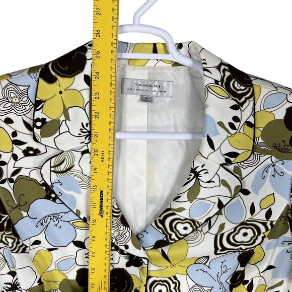 Tahari Arthur S Levine NWT18 Floral 2 Piece Set Short Sleeve Blazer Skirt Office - Picture 10 of 16